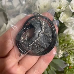 Larvikite moon necklace